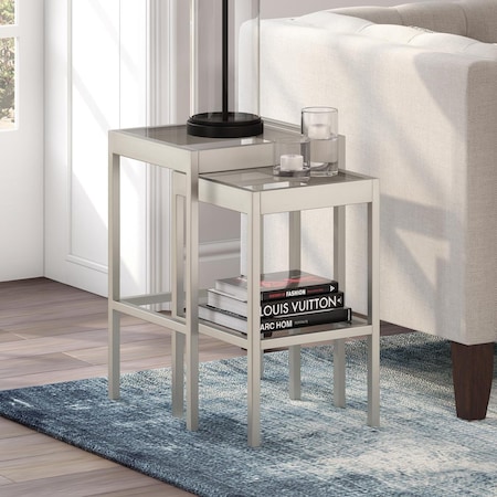 Henn & Hart Alexis Satin Nickel Nested Side Table Set ST0390